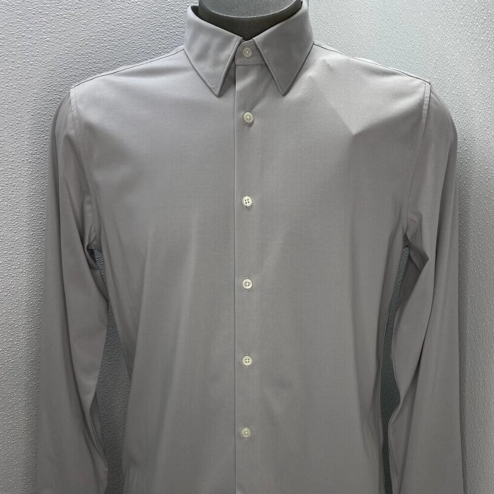NEW THEORY Men's Shirt Vapor Gray Size L | Sylvain Structured Knit Long Sleeve